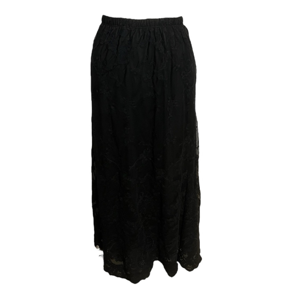 Antthony Black Lace  Lined Midi Skirt Size L